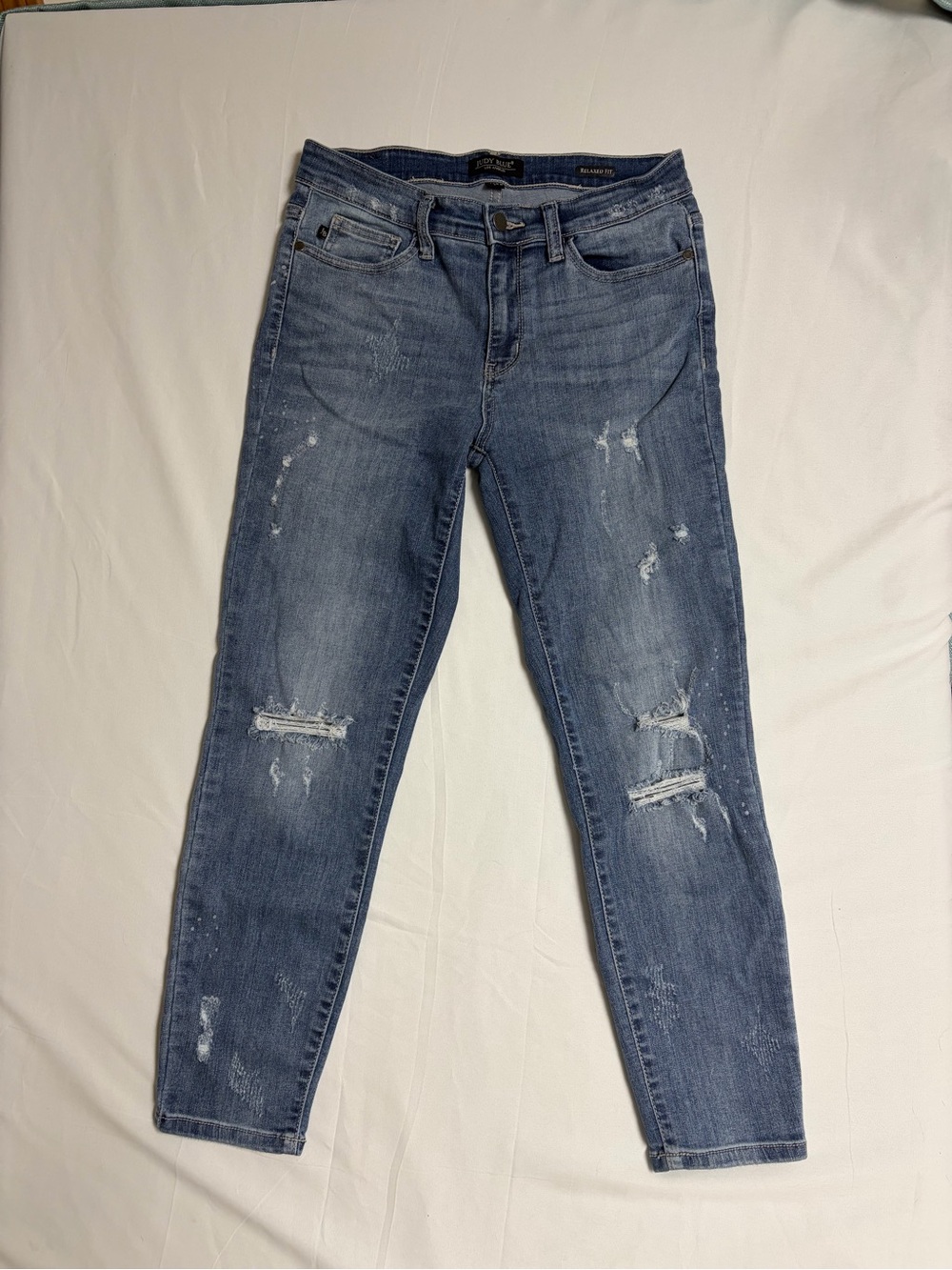 Judy Blue Faded Blue Distressed Skinny Jeans